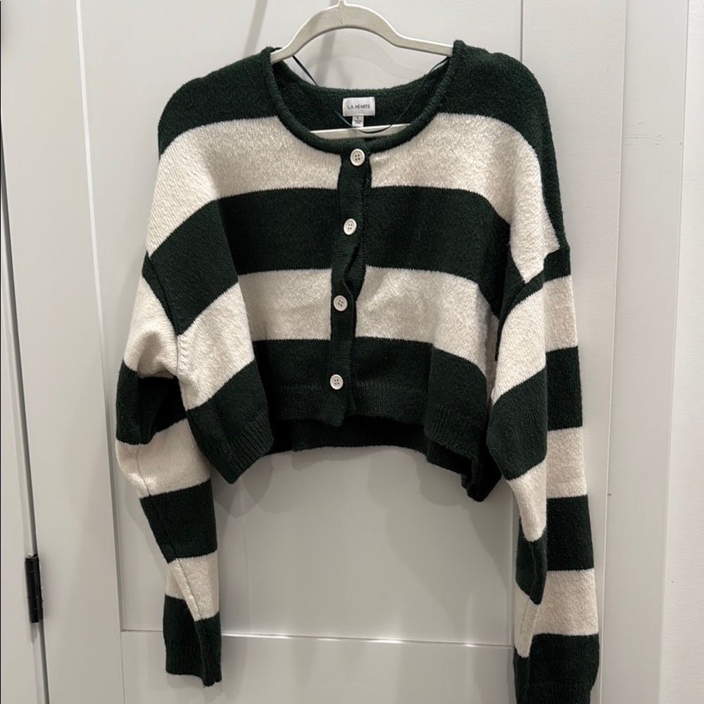 Striped Green and Cream Sweater